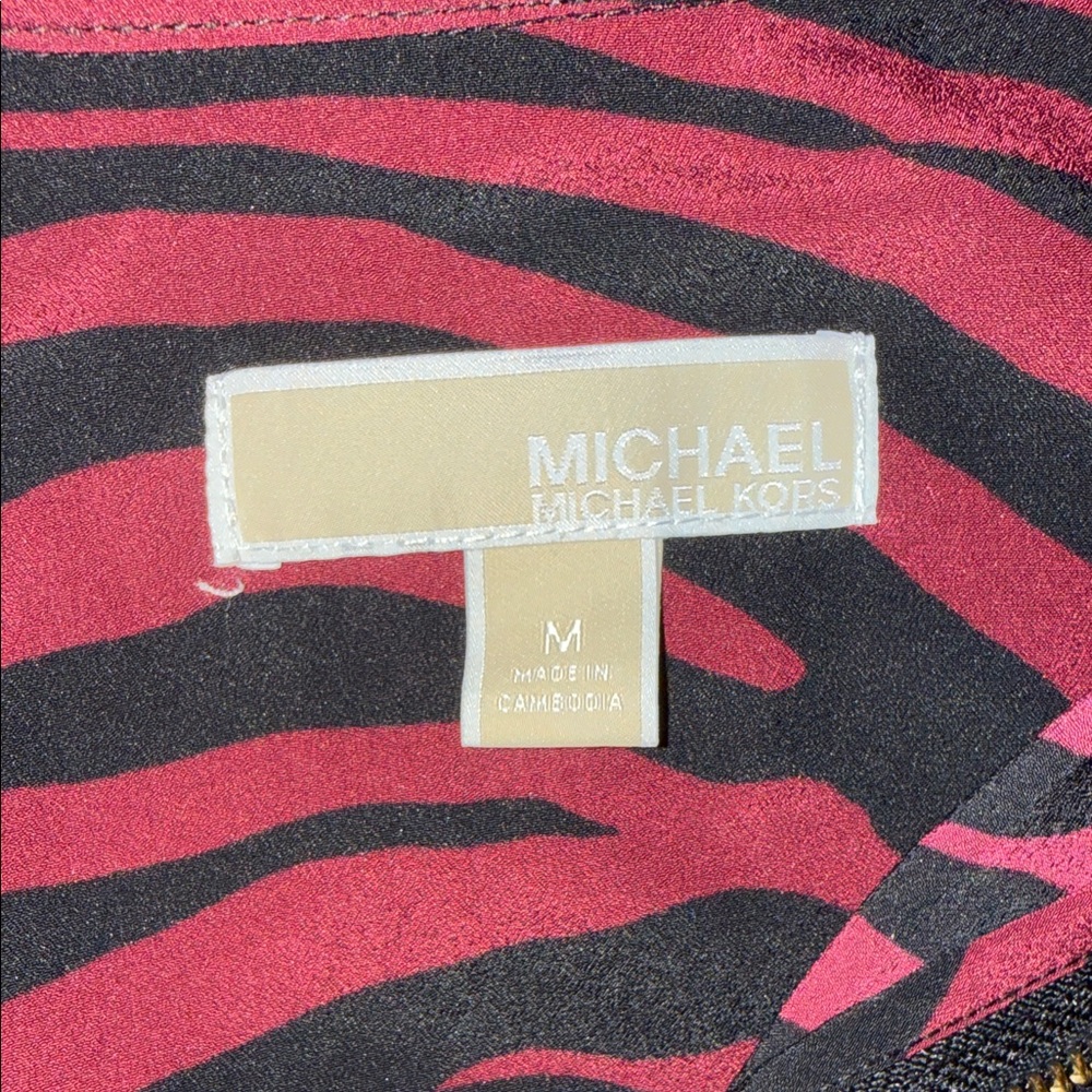 Michael Kors Red and Black Zebra Animal Print Blouse - Picture 9 of 10